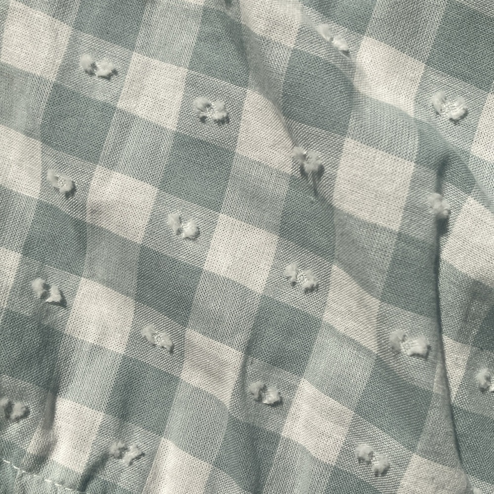 LC Lauren Conrad off the shoulder textured check w ruffle top L - Picture 9 of 16